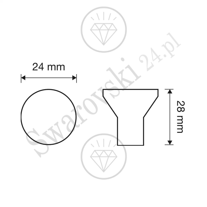 Gałka meblowa Veronica, której uchwytem jest oryginalny kryształ SWAROVSKI® o średnicy 24 mm.
